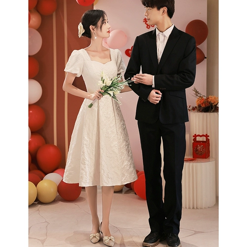 Летнее белое вечернее платье для невесты, французский стиль, белая одежда