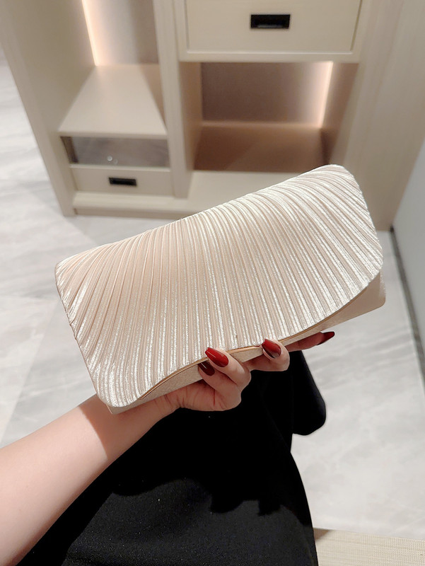 Trendy Korean-Style Evening Bag, Elegant Lady Satin Bag, Pleated Flap Bag, Clutch Bag, Banquet Wedding Bag, Dress Bag