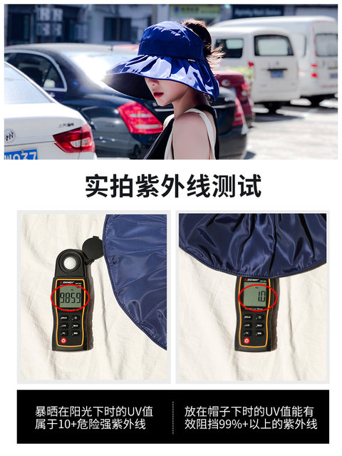 Korean Sun Hat for Women, Summer Large Brim, Uv Protection, Open-Top Sun Hat, Summer Face-Covering, Foldable Women's Sun Protection Hat