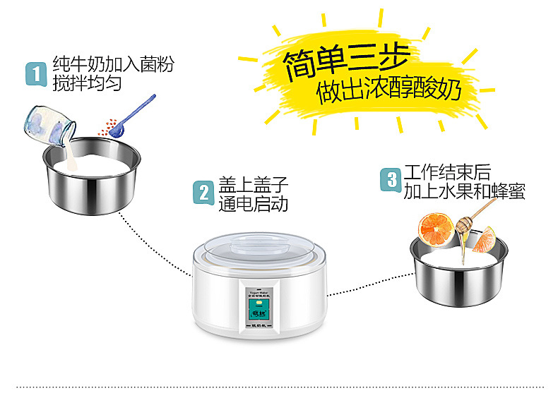 Hộ gia đình dung tích lớn 1,5L bằng thép không gỉ Máy tách sữa chua có thể dùng để làm rượu gạo natto lên men máy làm sữa chua - Sản xuất sữa chua