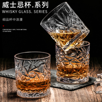 Crystal glass whiskey glass European retro Western wine glass Bar ice hockey glass Spirits glass creative lead-free wine glass