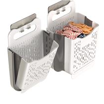 Best helper dirty clothes basket household dirty clothes storage basket wall-mounted laundry basket storage bucket bathroom clothes storage artifact