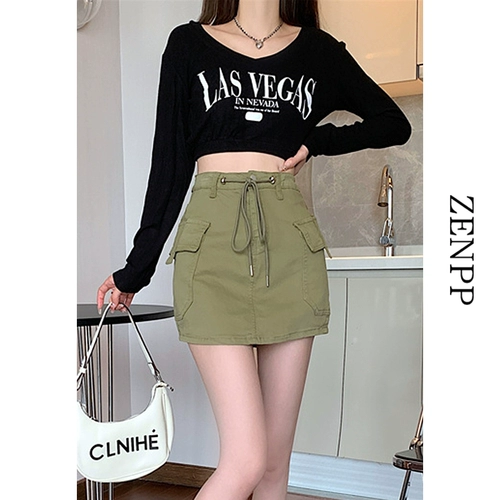 Зеленая униформа медсестры, ремень, демисезонная джинсовая юбка, поясная сумка, мини-юбка