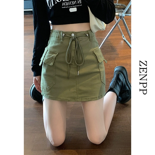 Зеленая униформа медсестры, ремень, демисезонная джинсовая юбка, поясная сумка, мини-юбка