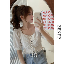 Fang-collar French-style short-sleeved short-sleeved top 2021 new female shirt shirt spring and autumn thin summer