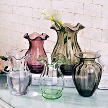 Vase arrangement hydroponic transparent green plant wide caliber ornament 15cm office glass bottle glass vase new decoration