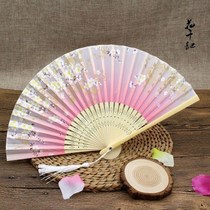 Ancient wind folding fan Chinese wind portable folding fan Mini small fan flow Su female style children Fan summer cloth