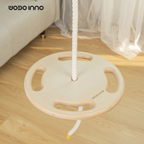 WOBOINNO Childrens Swing Disc Baby Outdoor Indoor Home Sense Training Kindergarten Fitness Wooden Hanging Ring