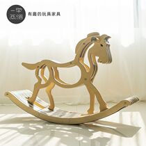 Kill two birds with one stone Adult rocking horse Trojan horse Adult can sit solid wood Childrens creative baby wooden toy large size