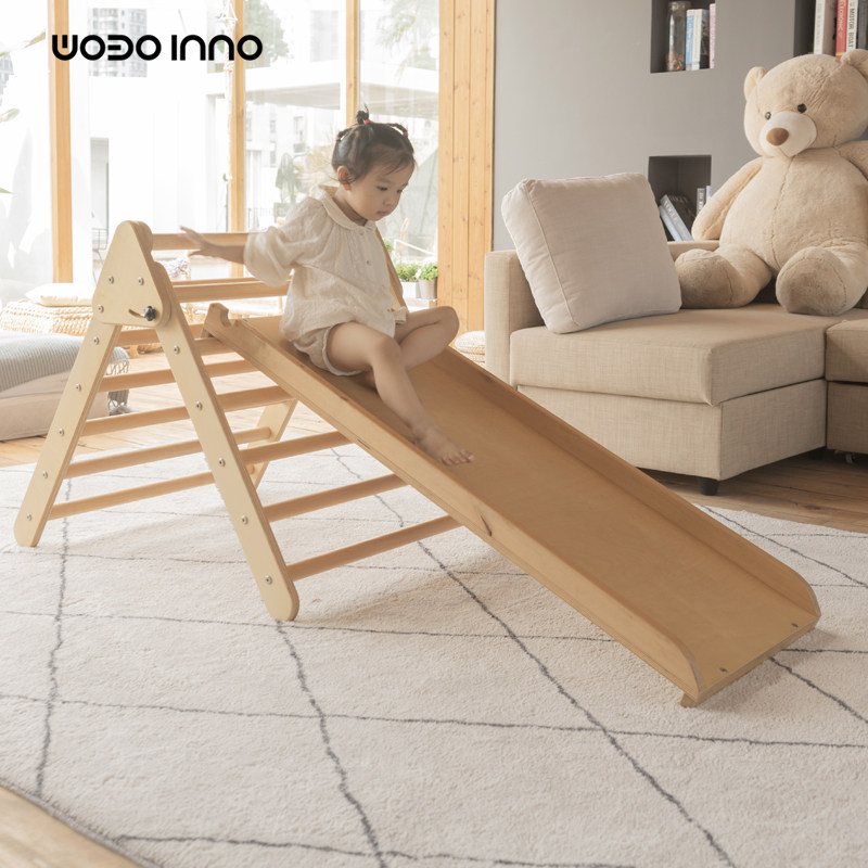 Woboinno climbing rack children indoor home with solid wood slide sensory training wooden kindergarten combination baby