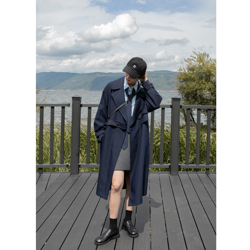 Hello Carnon windweaters women 2022 Spring and autumn medium long version of small sub-asymmetrical parquet Temperament Tooling Jacket