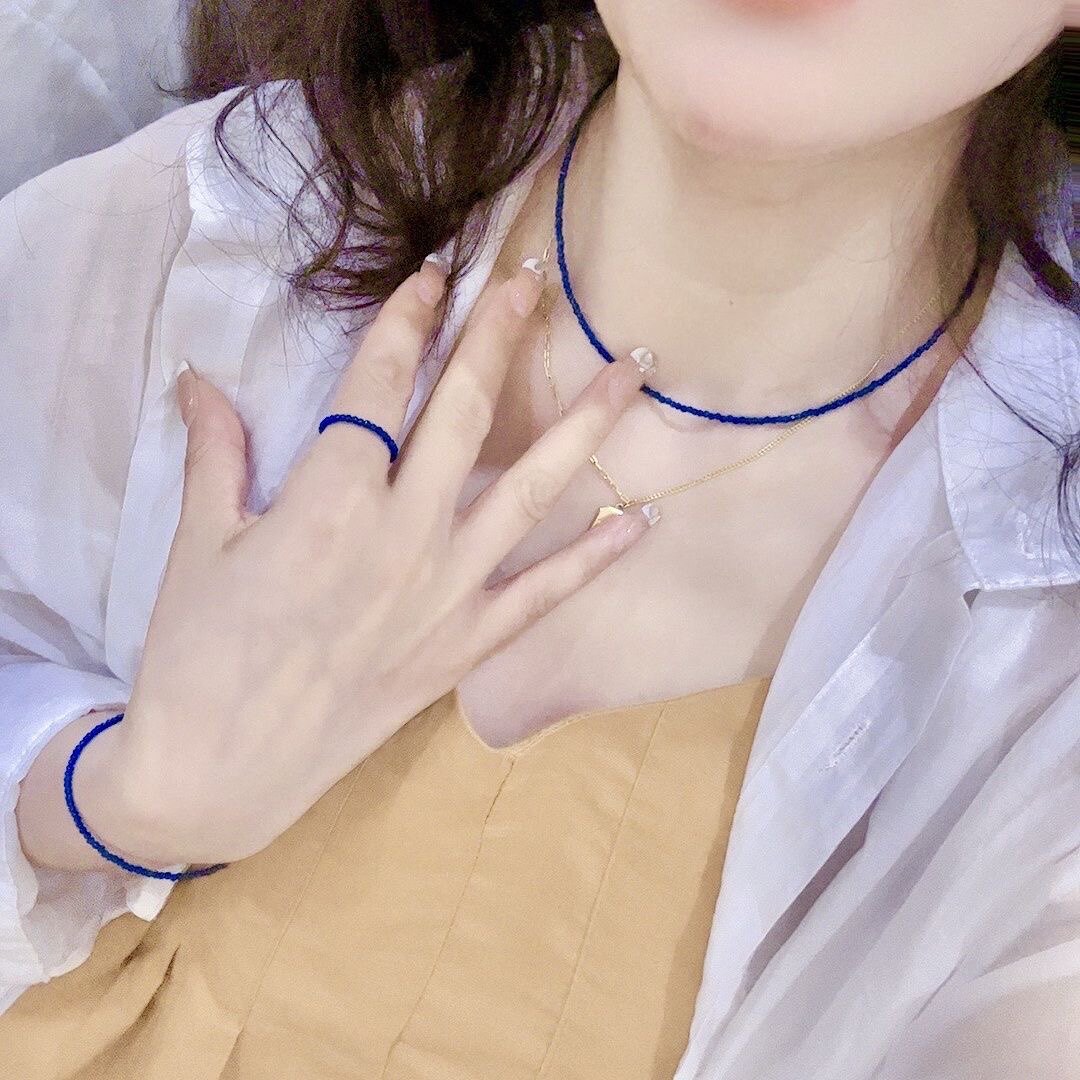 夢のようなサファイアブルーの春夏トレンドスピネルファセットブレスレットリングネックレス新作セット