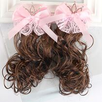 Childrens wig braids new bow shape curls Cute little girl head flower Korean version of the trend princess headdress