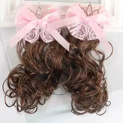 Children's wig braids new bow shape curly hair cute little girl head flower Korean version of the trend princess headdress