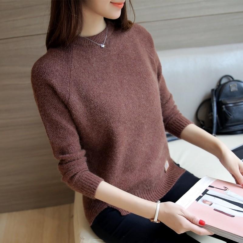 cổ tròn ngắn phụ nữ mùa xuân áo len của loose-đan đan đầu áo len nữ áo len đáy chỉnh sửa Hàn Quốc phiên bản của chiếc áo khoác mùa xuân và mùa thu dòng dày