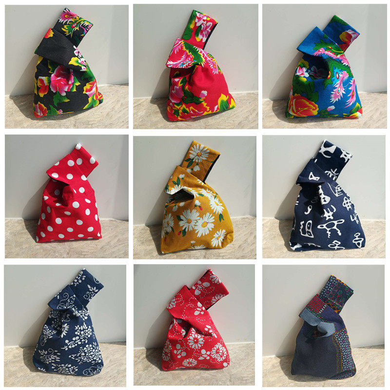 Cute wrist bag, coin purse, key bag, handbag, retro ethnic style, handbag, Japanese style and style, small cloth bag