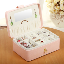 Jewelry box Portable princess European style Korean travel small simple earrings Ear stud box Ring hand jewelry storage box