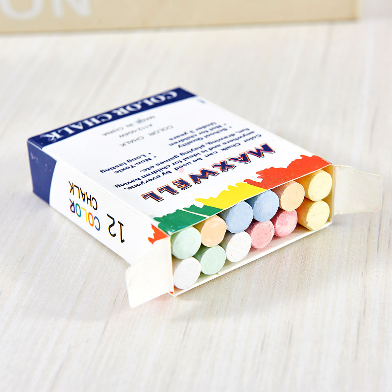 Dust-free chalk white color optional 48 packing 12 packing box optional writing fluid and continuous words, clean smell-free blackboard green board can be used