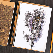 Thickened A4 coil sketchbook pupils with hand-painted album ben cai lead sketchbook children drawing book blank sketchbook Kraft paper blank hua hua ben fine arts dedicated facsimile