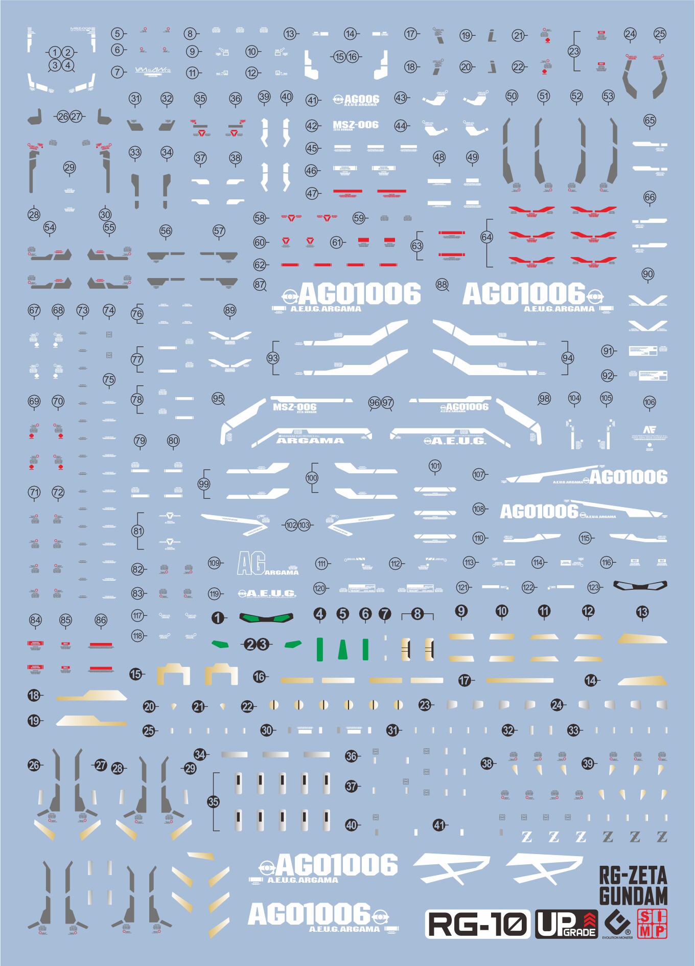 Zeta Gundam Water Decals: Fluorescent RG 1/144 MSZ-006 - Taobao product photo 5
