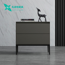 Nordic light luxury bedside table Post-modern simple bedroom bedside cabinet Minimalist design Solid wood drawer paint storage cabinet