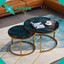 Light luxury marble coffee table Living room combination Modern simple tea table Creative small apartment free retractable combination round table