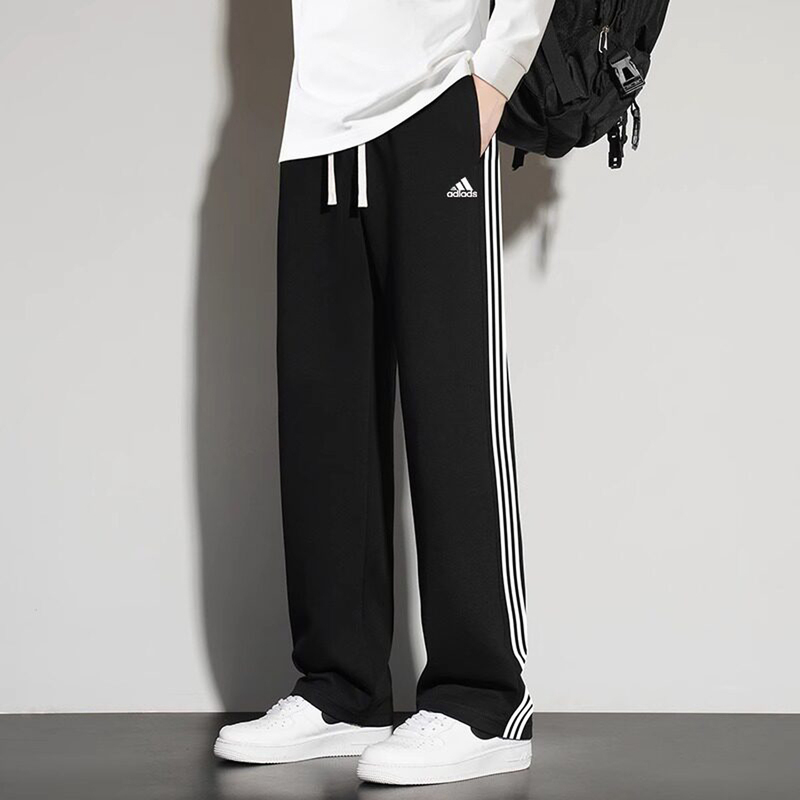 Discount Area |   Spring and Autumn Style Loose Straight-Leg Sweatpants with Three Stripes, Unisex Sports Casual Long Pants