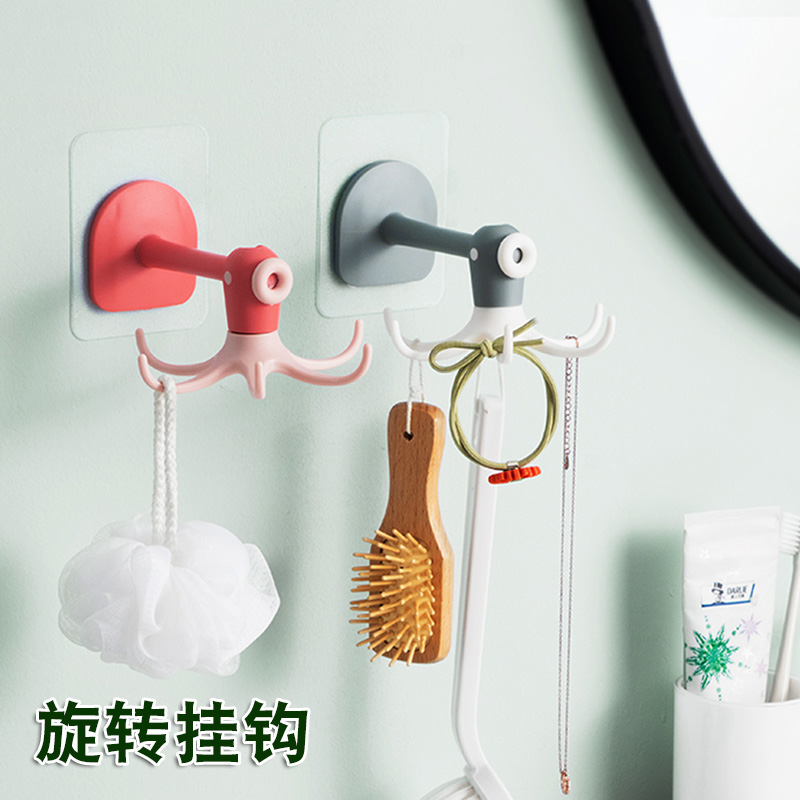 Powerful rotation hook kitchen pot shovel wall hanging shelves household with punchless wall viscose frame