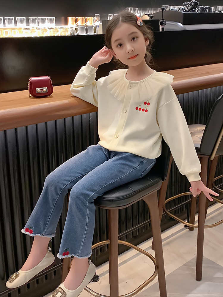Tide brand Girl suit 2021 Spring and Autumn new girl clothes children's clothing children Net Red children Foreign style two sets
