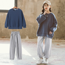 Tide brand Girl set 2021 new children spring and autumn clothes sports two-piece Net Red children fashionable foreign style