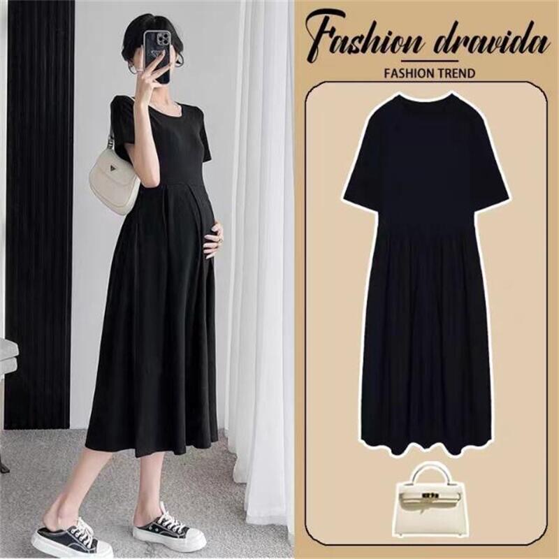 Maternity Wear Summer New Style Summer Short-Sleeved Dress Loose, Fashionable, Simple and Casual Skirt Korean Style Maternity Skirt Summer