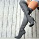 Independent Foreign Trade European and American Style Women's Plus-Size Fashion Boots, Sexy High-Heeled Long Boots, Lace-Up Pointed-Toe Over-The-Knee Boots