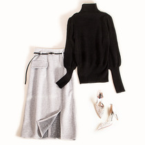 Foreign trade womens clothing cut standard tail goods 1 light luxury high-end discount 2019 autumn and winter new knitted sweater skirt suit