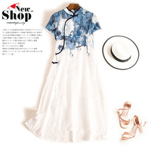 Export to France light luxury high-end counter foreign trade original single cut standard tail goods discount remaining single 19 new cheongsam dress