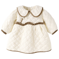Girls Dress Childrens Cotton Clothes Winter Clothes 2024 New Baby Girl Western Style Padded Winter Childrens Princess Dress