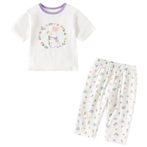 Girls pajamas set summer thin 2024 new baby girl princess home clothes childrens air-conditioned clothes two-piece set