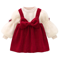 Girls Dress Autumn 2024 New Fashionable Baby Princess Dress Suit Childrens First Year Dress Birthday Dress