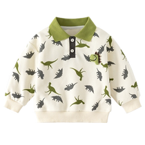 Boys sweatshirt autumn 2024 new handsome childrens long-sleeved T-shirt baby lapel polo shirt spring and autumn childrens clothing