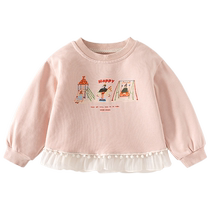 Girls sweatshirt autumn 2024 new fashionable baby girl long-sleeved princess tops childrens pullover clothes spring and autumn
