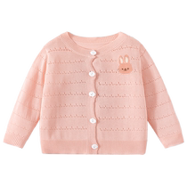 Girls coats childrens air-conditioned sweaters summer thin 2024 new baby sweaters childrens cardigans sweaters summer clothes