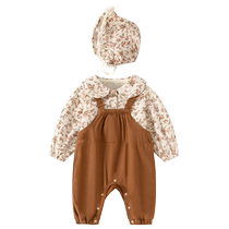 Baby autumn clothes newborn baby girls onesie stylish one-piece suit for full moon 100-day outing spring and autumn clothes