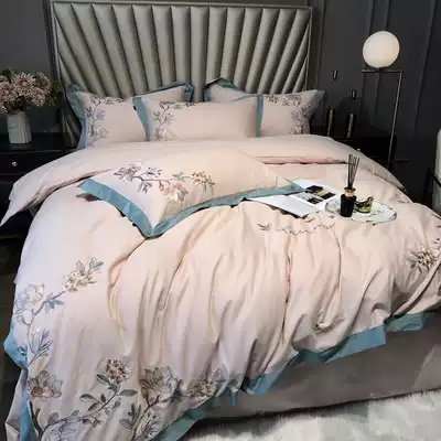 Autumn and winter brushed cotton four-piece cotton brushed thickened 60 double-strand plush cotton embroidery American bedding