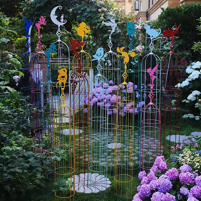 Muzi brother courtyard birdcage flower rack iron wire lotus art climbing vine flower rack iron art small vine this month season flower column