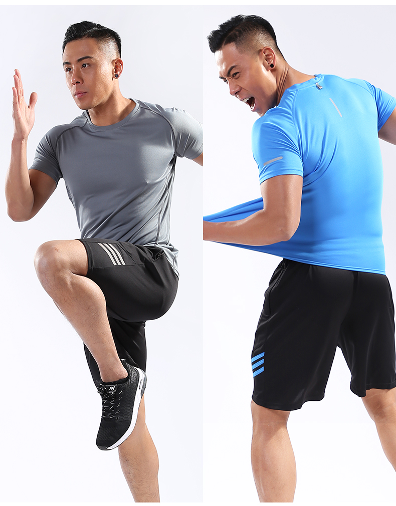 Chạy bộ đồ thể thao nam nhanh khô mùa hè quần short tay ngắn thường xuyên chạy bộ thể dục phù hợp với thể thao - Thể thao sau bộ thể thao nam mùa đông