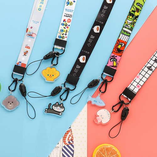 网红同款手机壳长挂脖绳可爱卡通泫雅风花朵手机带子不勒脖挂绳带