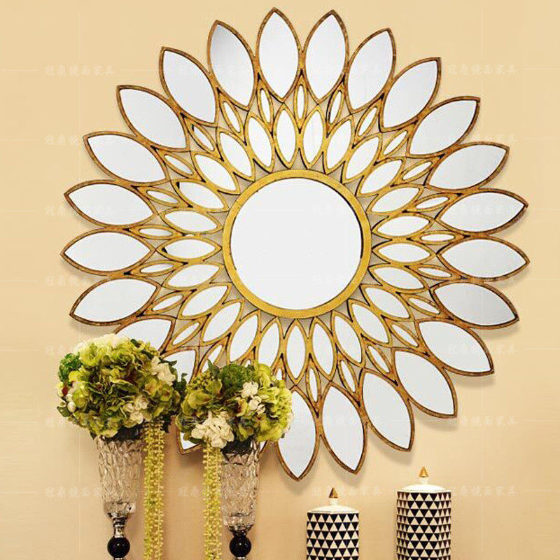 Vigorous mirror European style decent board room round mirror background wall wall-mounted mirror retro bathroom comb Decorative Mirror