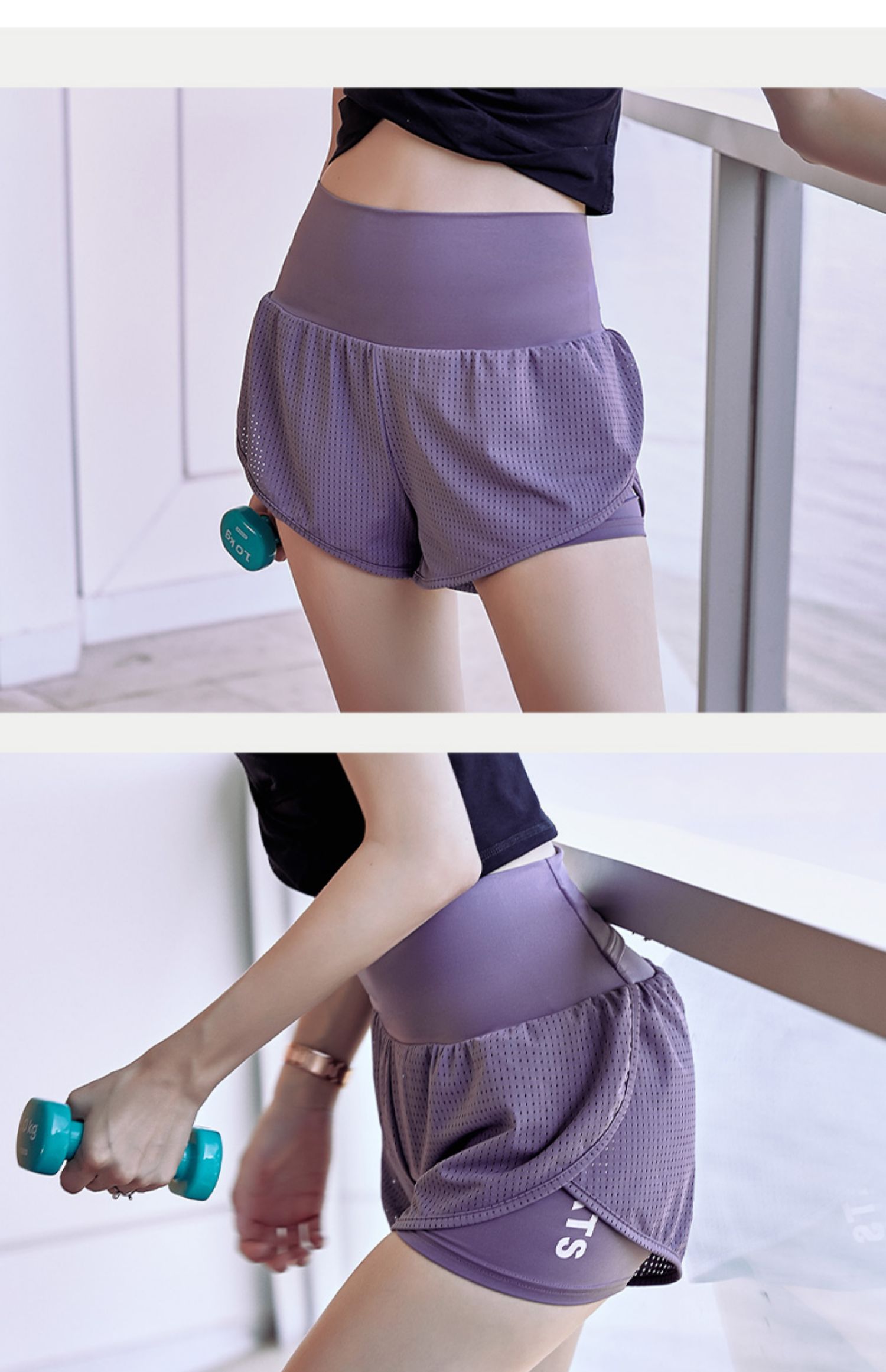 Chạy quần short nữ chống mục tiêu lỏng lẻo eo cao mặc nhanh khô quần thể dục thể thao tập luyện giải trí yoga năm quần - Quần thể thao quần chạy bộ