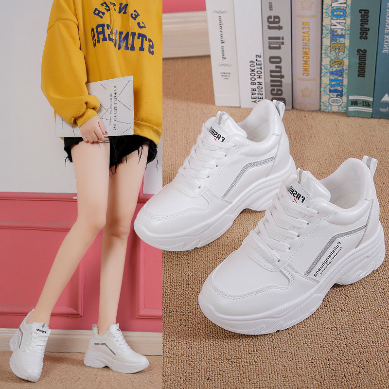 内增高小白鞋女2019冬季新款短毛绒保暖运动鞋韩版百搭厚底老爹鞋