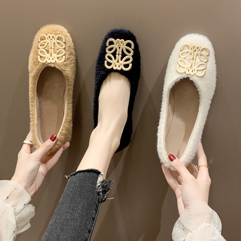 鞋子女秋季2019新款浅口网红懒人女鞋百搭一脚蹬平底鞋女单鞋方头