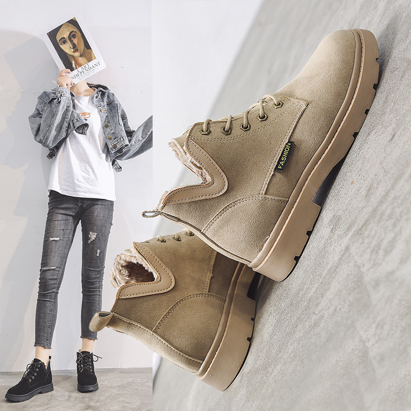 马丁靴女秋冬新款2019英伦风靴子女鞋加绒保暖网红百搭瘦瘦切尔西